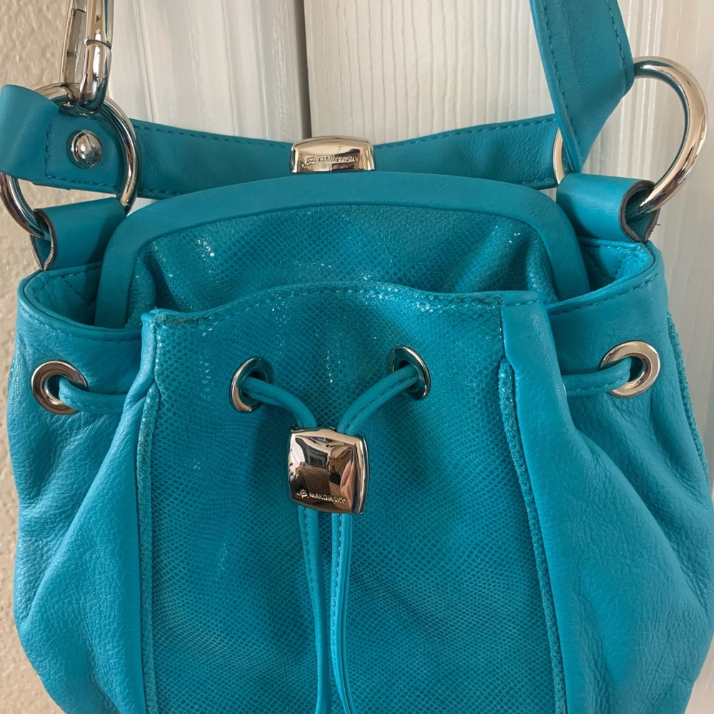 B Makowski Turquoise leather handbag